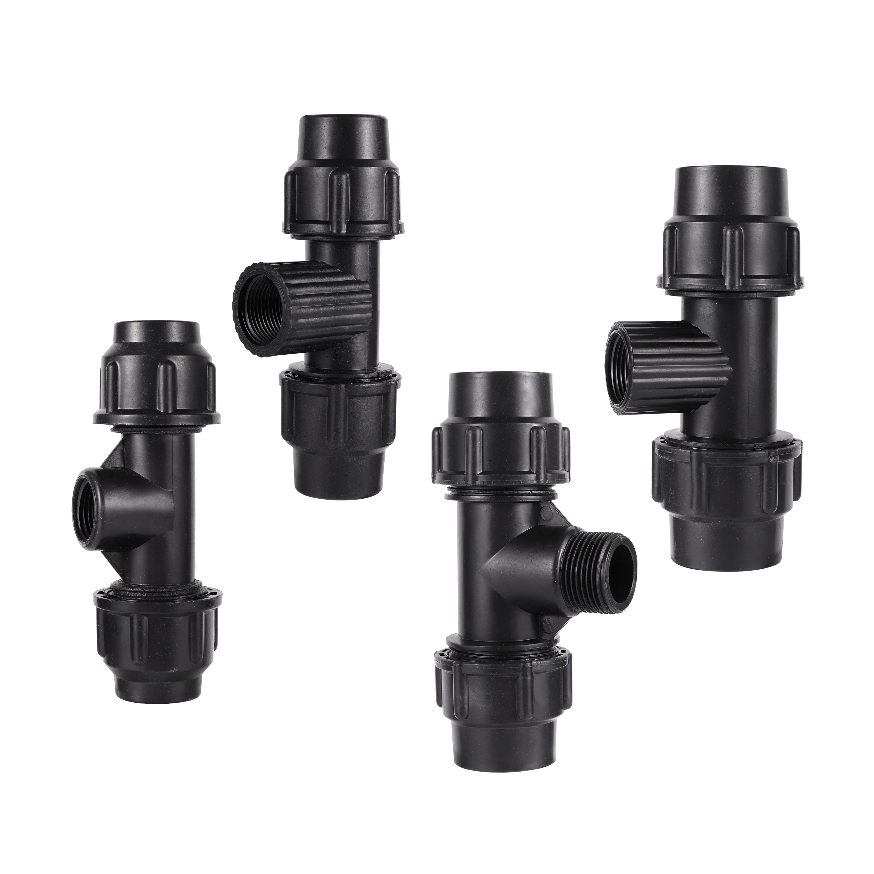Black 1/2" 3/4" 1" Thread to 20/25/32mm HDPE Pipe Connector PE PVC Irrigation Tube Tee 3-Way Conversion Locked Joint | Дом и сад
