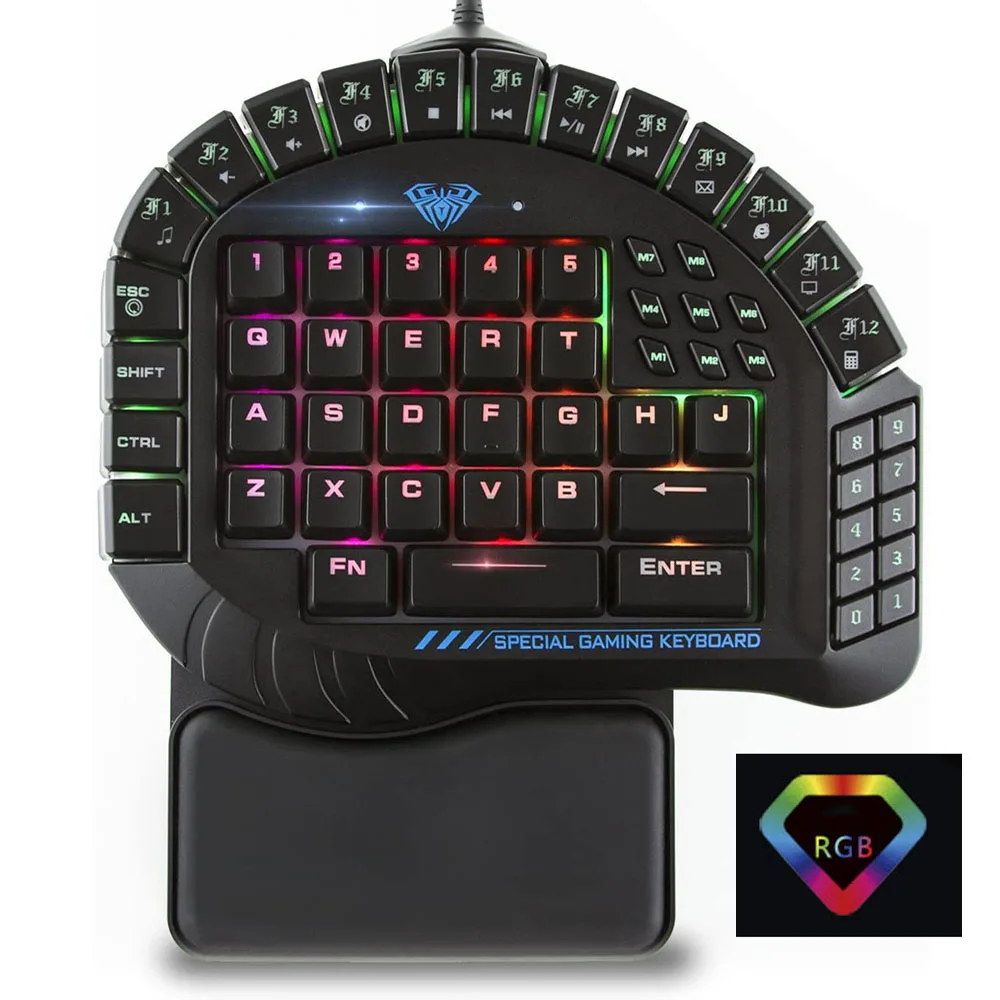 AULA 30 Progammable Keyboard профессиональная клавиатура с RGB подсветкой для игр одной руки со