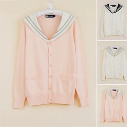 FAKUNTN Preppy Style Cosplay Cardigan Sweater Women School Uniform Sailor Collar Cardigan JK Japanese School Uniforms Knitted