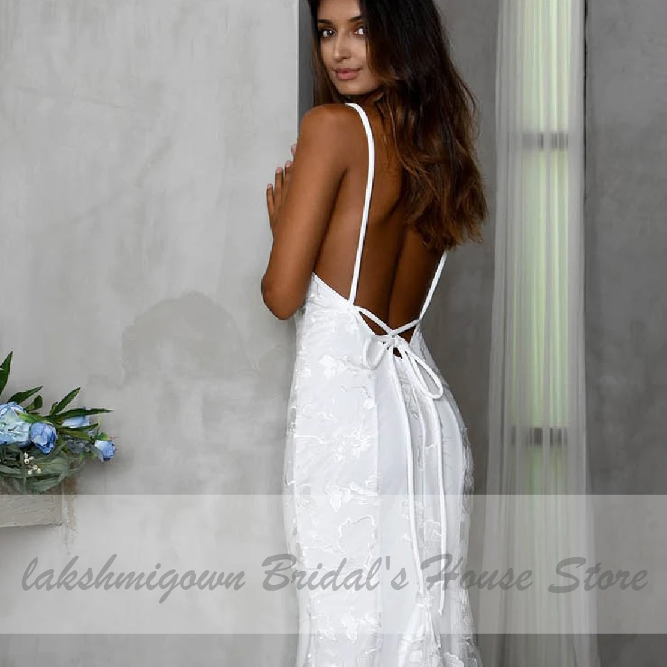 Lakshmigown сексуальное свадебное платье русалки кружевное платье невесты с аппликацией элегантные свадебные платья без спинки Robe Sirene Mariage