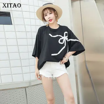 

XITAO Europe T Shirt Women Pullover Loose Patchwork The Streets Lace Causal Half 2020 Small Fresh Fashion Women Tee XJ4835