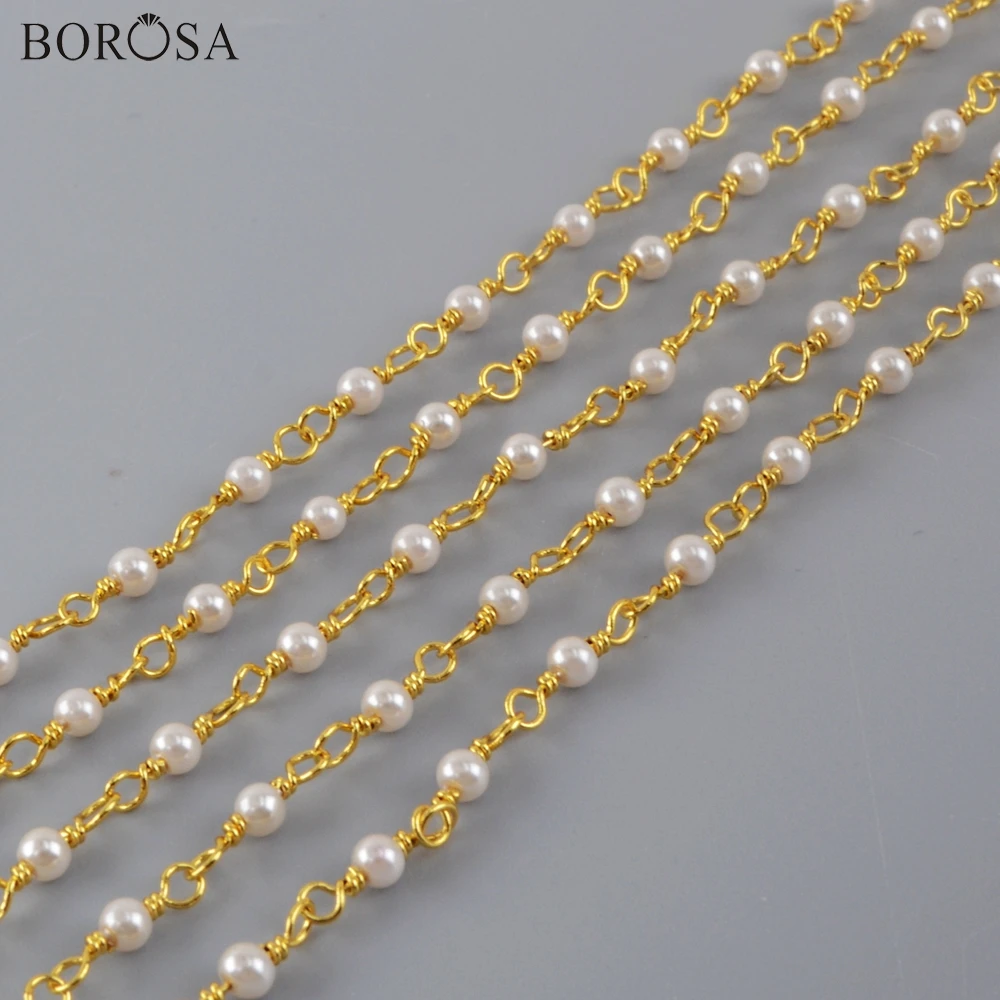 BOROSA, 3 мм, жемчужные бусы, цепочки, бусины для изготовления ювелирных изделий, бисерное жемчужное ожерелье, массивное ожерелье, цепочка на заказ, серебряная цепочка JT266