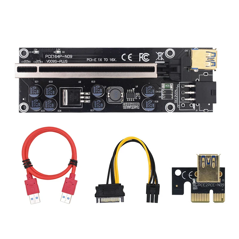 VER006S Plus USB 3.0 PCI-E Райзер Ver 009S Экспресс 1X 4X 8X 16X адаптер карта Sata 15Pin к 6 Pin кабель