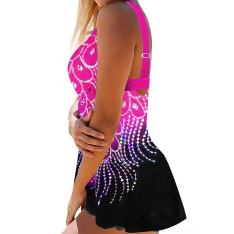 sem costas strass impressão beachwear roupa de banho plus size feminino maiô