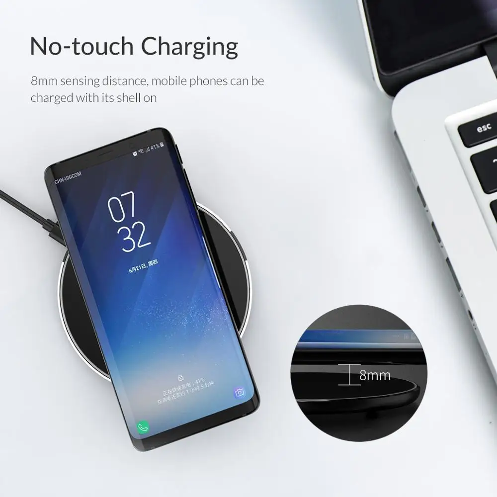 ORICO 10 Вт беспроводной зарядный коврик для телефона Qi Беспроводное зарядное устройство с зарядным приемником для iPhone samsung huawei Xiaomi