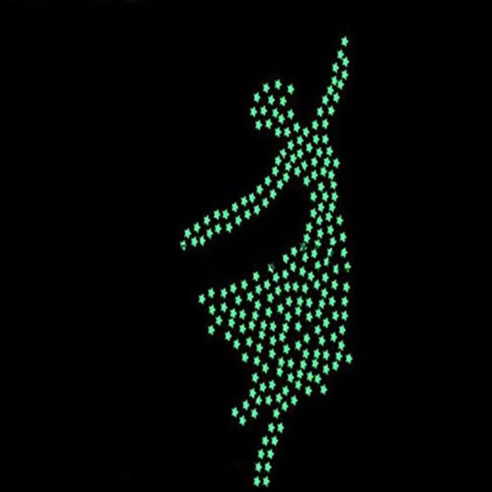 100-6pcs Pvc Stars Glow Stickers Luminous In Dark Night Fluorescent Wall  Art 3D Home Decals