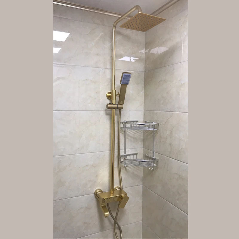 Gold Ducha Banheiro душевой набор для ванной комнаты Золотое пространство алюминиевая дождевая Душевая система черный дождевой умягчитель воды набор душевой головки s - Цвет: Gold