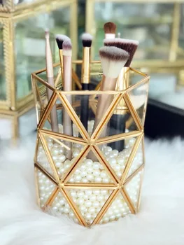 

Glass Makeup Pearls Box Cosmetic Storage Box Makeup Brushes Organizer Pencil Lipstick Holder Makeup Tools Organizer Case