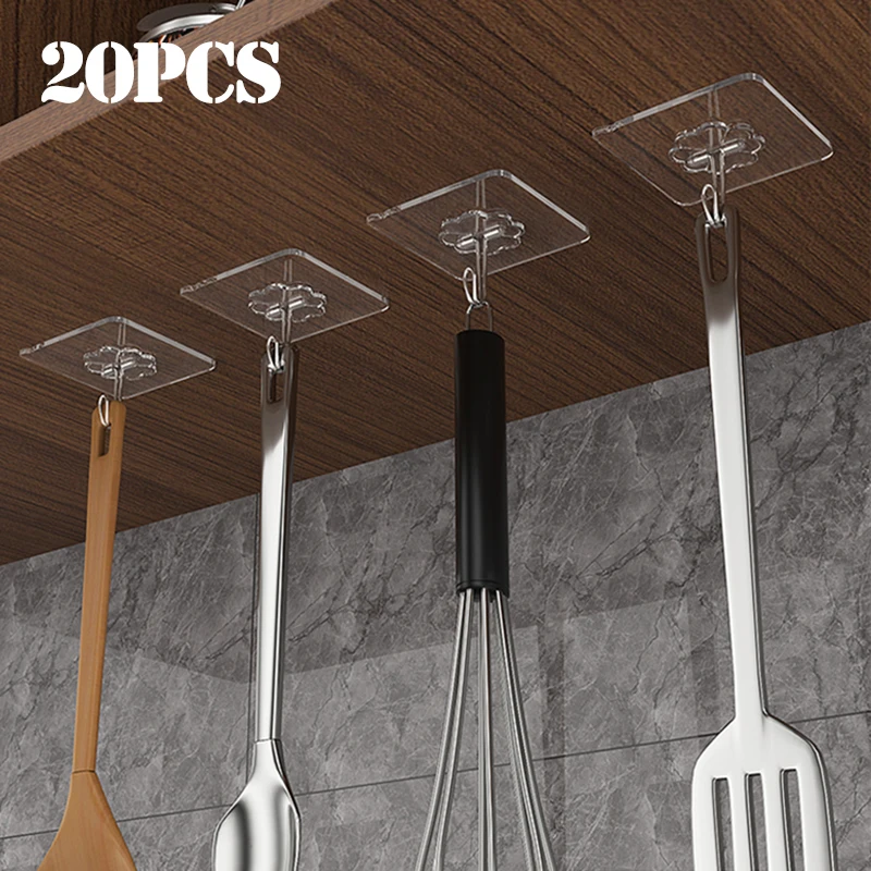 Description Picture 3 of item10/15/20Pcs Transparent Strong Self Adhesive Door Wall Hangers Hooks Suction Heavy Load Rack Cup Sucker for Kitchen Bathroom
