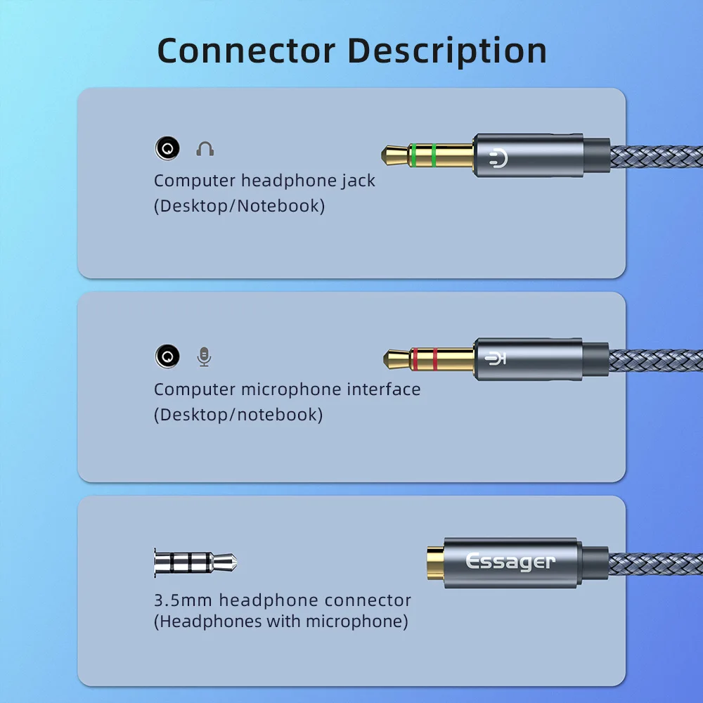 Essager Audio Splitter 3.5mm For Computer