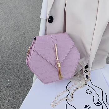 

Hexagon Small PU Leather Crossbody Bags For Women 2020 Shoulder Handbags Female Travel Totes Lady Fashion Cross Body Bag