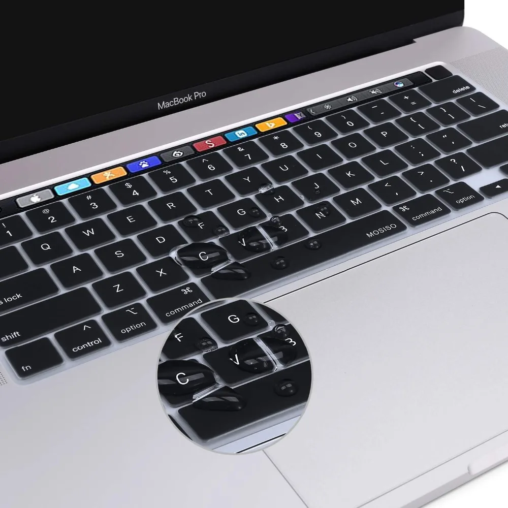 MOSISO горячая Распродажа Черная Силиконовая клавиатура для Macbook Pro 16 дюймов A2141 Сенсорная панель прозрачная защитная пленка EU/US