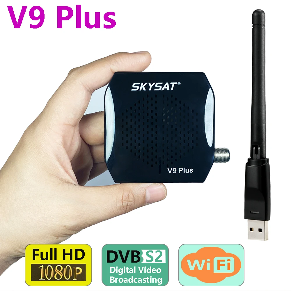 Супер Мини HD спутниковый приемник SKYSAT V9 Plus поддержка CS Powervu Biss WiFi 3G USB PVR