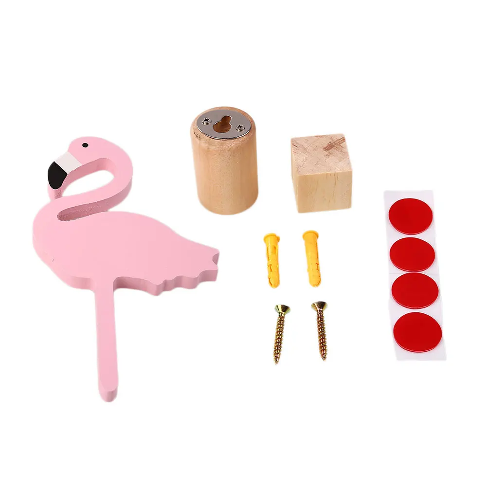 Pink flamingo Мультяшная деревянная детская шляпа одежда настенный крючок Декоративная вешалка - Цвет: Pink flamingo