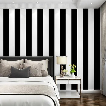 

Black white horizontal and vertical stripes wallpaper modern minimalist living room bedroom coffee restaurant background wall