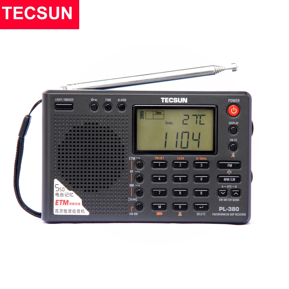 Tecsun PL-380 Radio DSP AM FM Shortwave LW PLL Tecsun Radio Receiver Black
