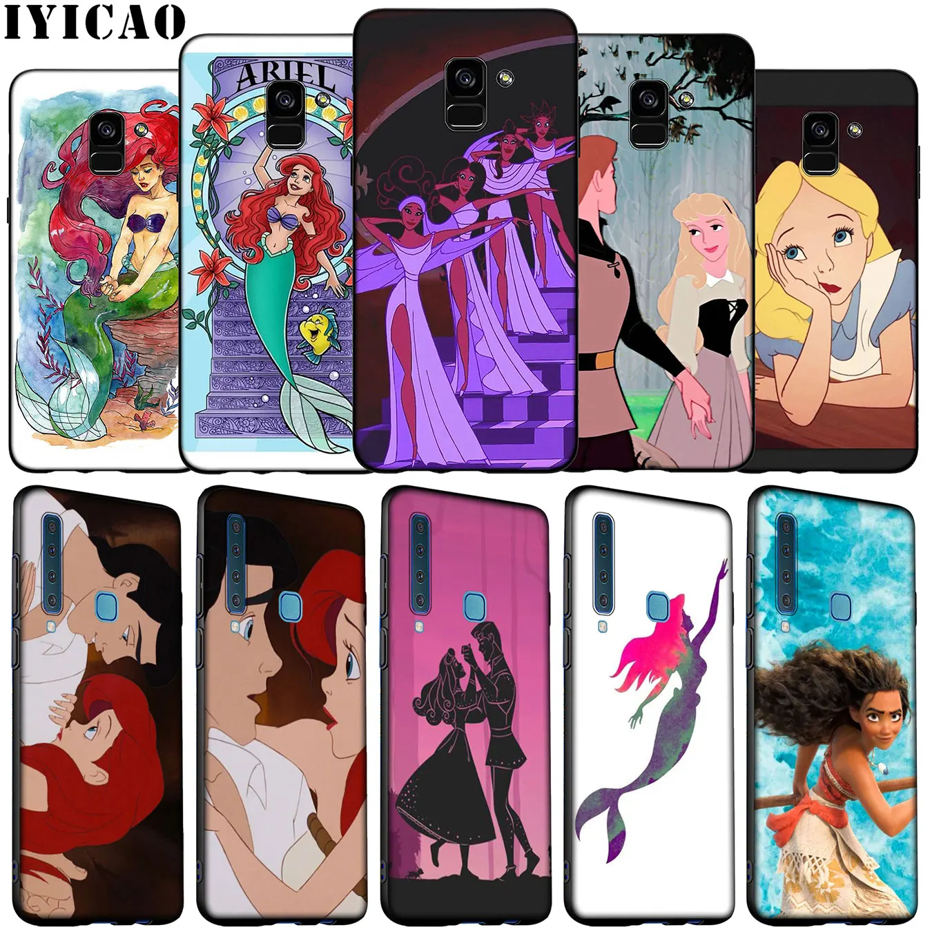 IYICAO Mandala Mermaid ariel the little Princess Soft Case for Samsung Galaxy A6 A9 A8 A7 2018 A3 A5 2016 2017 Note 9 8 10 Plus | Мобильные