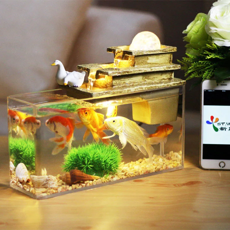 

GY Fish Глобус для гостиной, дома, маленький, офисный, настольный, экологичный, прямоугольный, креативный, комфортный, аквариум