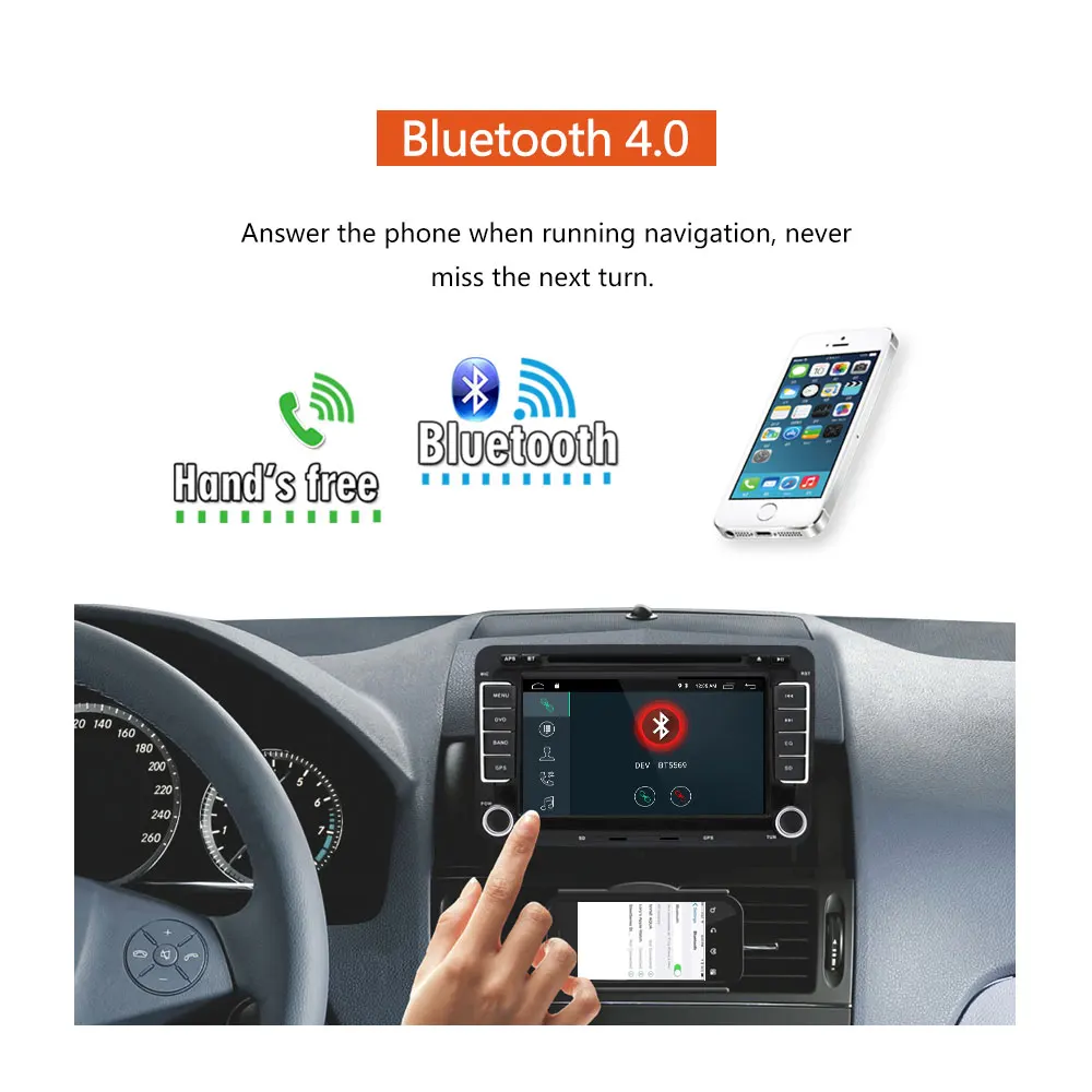 Excellent 7 Inch 2 DIN Android Car Stereo Radio Multimedia Player 1G+16G Touch Screen GPS bluetooth For VW Passat Golf Jetta Seat Skoda 10