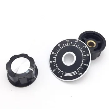 

10 Sets Potentiometer Switch Knob Kit MF-A03 Dial Knob + MF-A03 Bakelite Knob With Scale Plate Sheet Scale Digital Potentiometer