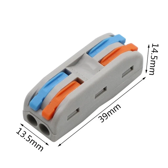 Mini Fast Cable Connector Terminal Block 222 Universal Compact Push In  Spring Splicing Plastic Wire Conductor 10PCS PCT-222-C