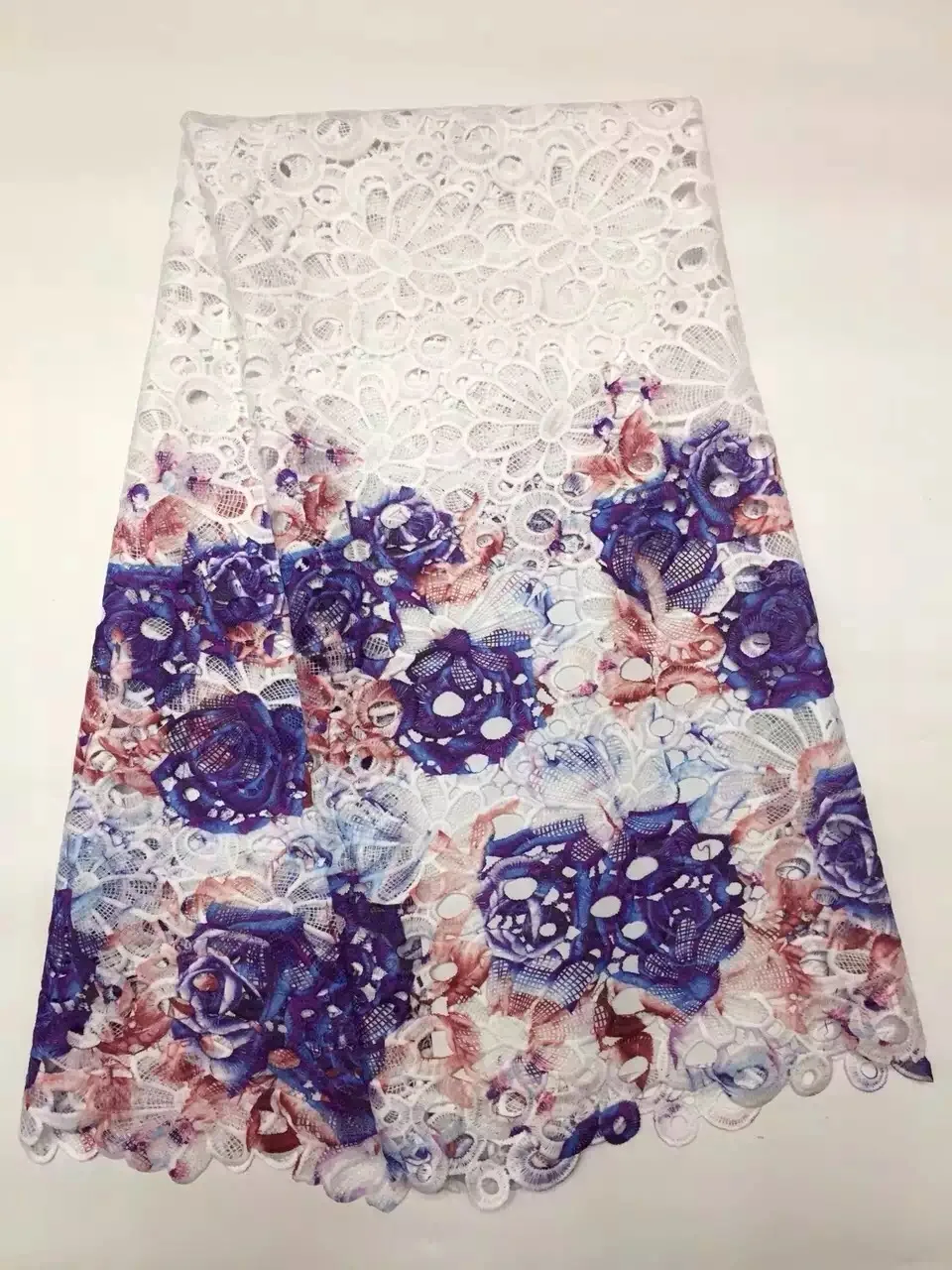 

Color african cord lace high quality chemical lace water soluble guipure lace fabric R4783