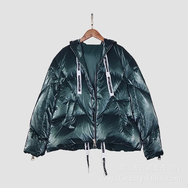 [Шесть цветов] K домашняя оригинальная зимняя модная плотная куртка-пуховик большого размера металлического цвета Женское пальто