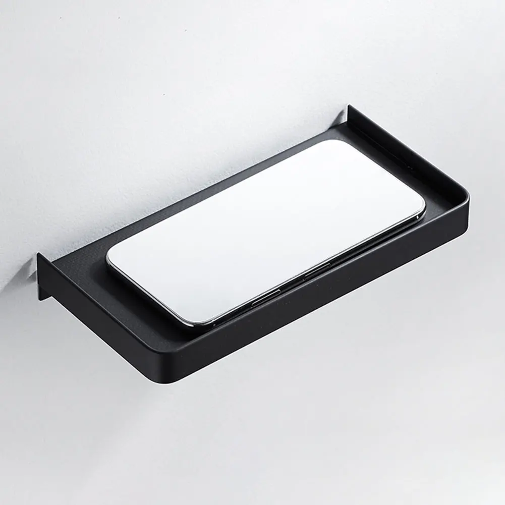 

Toilet Bathroom Shelf Phone Shampoo Bath Rack Wall Mounted Black Brush Large Capacity Rustproof Stainless Steel Storage Etagere