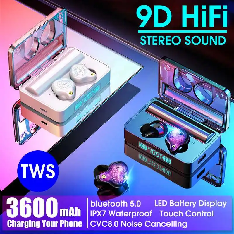 

YI TWS Bluetooth Earphone 5.0 Stereo CVC8.0 Noise Cancelling Earbuds Smart Touch IPX7 Waterproof Sport Headset with Power Bank
