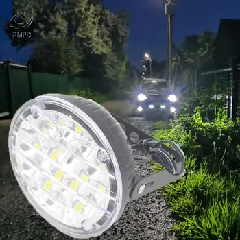 

PMFC LED DRL Fog Lamp Round Warning Fog Light Driving Light Bulb Car Styling 2X 12V LED Car Flexible Daytime Running Lights