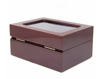 

7 RINGS WOODEN CASE CHAMPIONSHIP RINGS CLEAR TOP DISPLAY BOX CASE