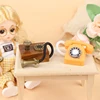 1: 12 Dollhouse Miniature Simulated Fixed Telephone And Retro Telephones Model Dollhouse Furniture Children Pretend Play Toy 3