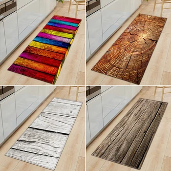 

Multi-size Wood Grain Printed Kitchen Mat Floor Mat Carpet Door Mats Entrance Non-Slip Floor Rug For Living Rooms Kitchen Rug