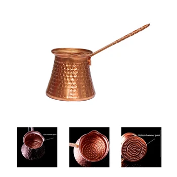 

320ml Kitchen Copper Cezve Turkish Coffee Pot Stove Top Container With Handle Home Hammered Retro Heat Resistant Restaurant