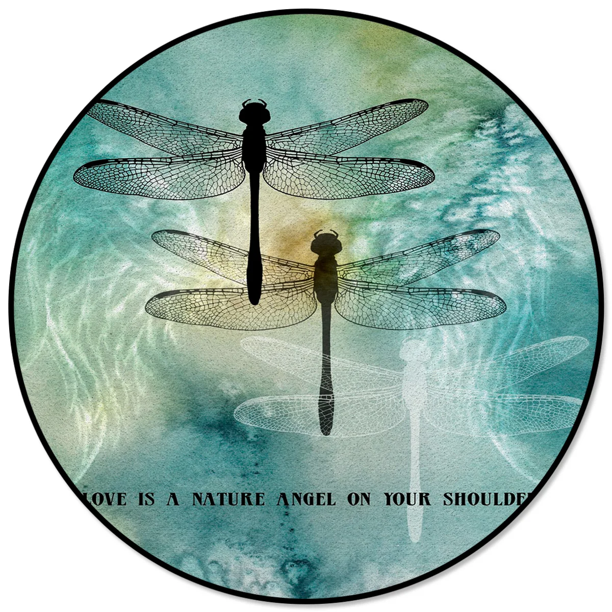 Круглый ковер, крылья стрекозы, чернила, любовь-натуральный Ангел на вашем плече, супер мягчайший коврик для ресторана на Рождество