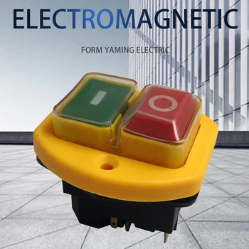 

Free shipping Electromagnetic switch 5 Pin On Off Push Button 12A 230V restart and under voltage protection YCZ3-B