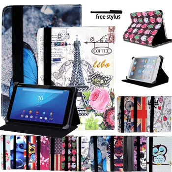 

Universal Tablet Case for 8"/10.1" Sony Xperia Z3/Z4 Ultra-thin Leather Anti-shock Tablet Leather Stand Folding Cover + Stylus