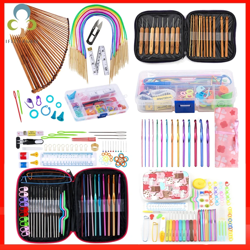 PremiumCrochetHooksSetWithCase14StylesKnittingNeedlesKitDIY