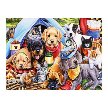 

5D DIY dog and cat Diamond Painting Full round square animal New Sticking Drill Cross Embroidery simple Home Decoration