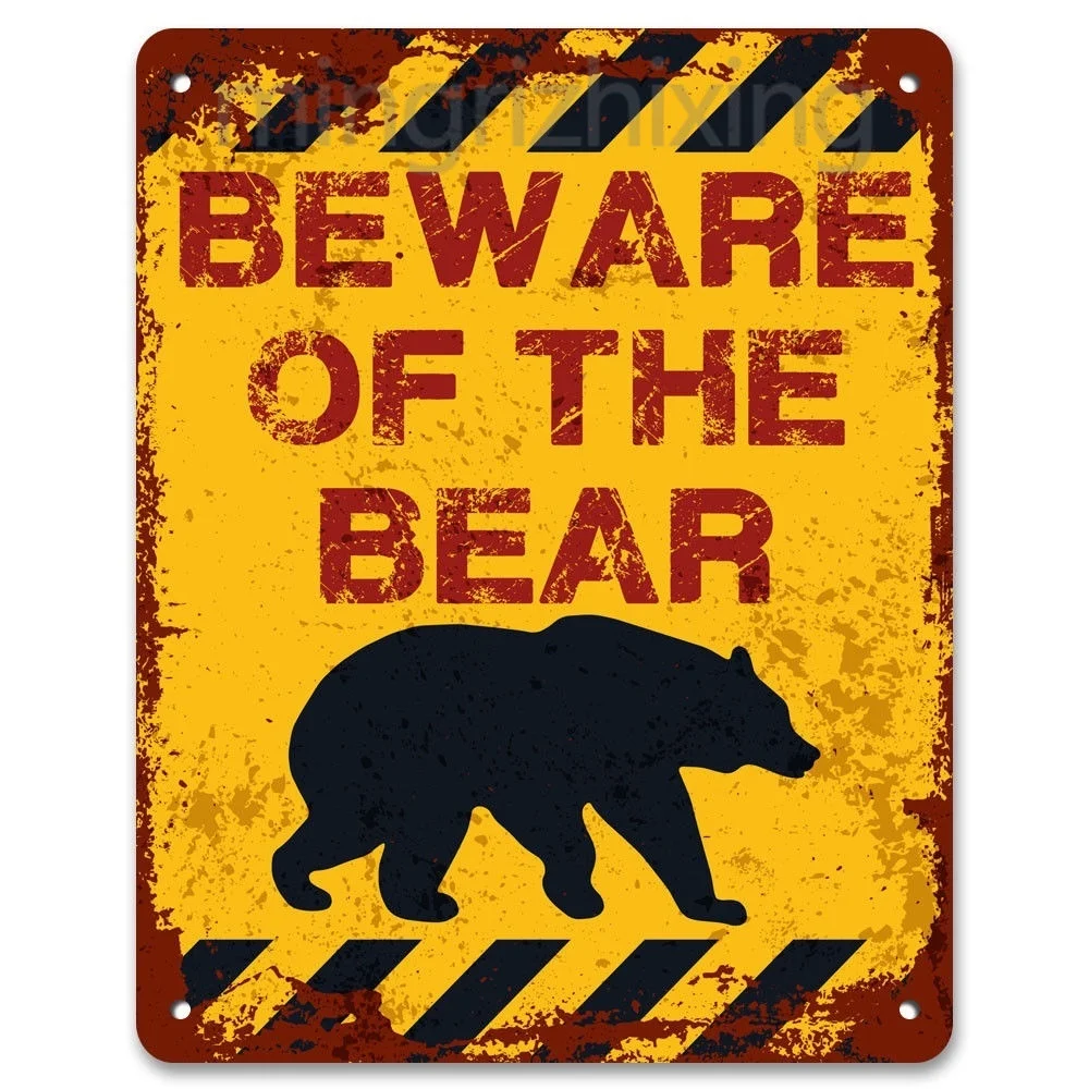 Beware Of The Bear Vintage Metal Garden Warning Sign Keep Out No Trespassing (Visit Our Store More Products!!!) | Дом и сад