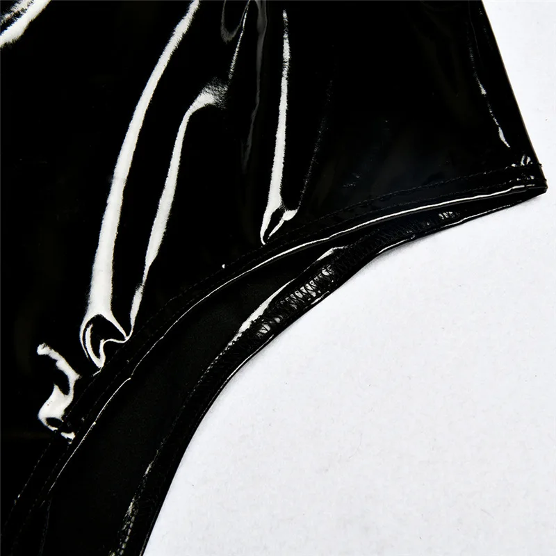 Colysmo PU Leather Sexy Bodysuit Women Black Long Sleeve Sexy Bodysuits Winter Turtleneck Slim Romper Club Overalls Body Mujer