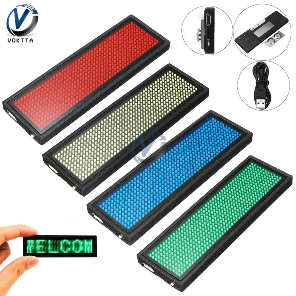 Mini LED Digital Display Rechargeable Programmable Name Badge 15 Display Languages Durable Scrolling Led Tag Sign Badge Module