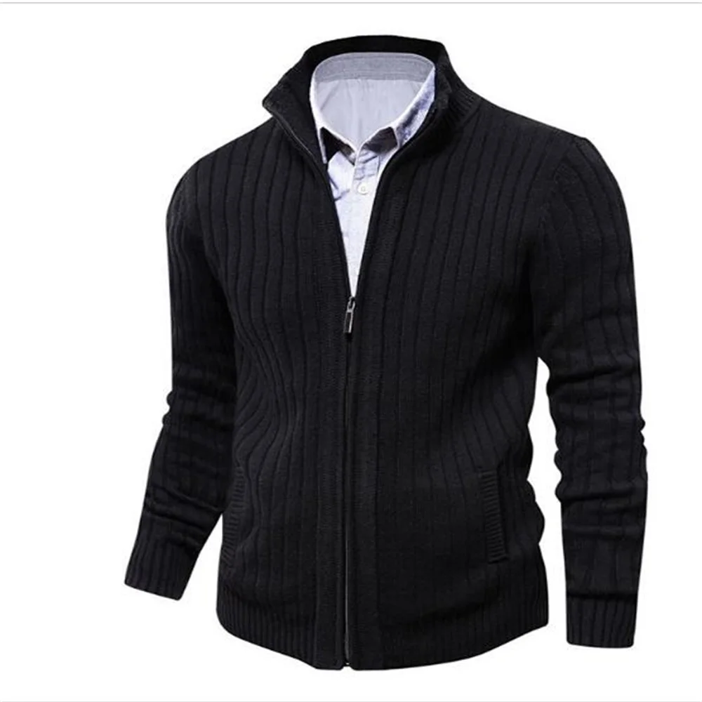 Мужской/Молодежный кардиган на молнии трикотажный однотонный Повседневный