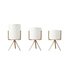 Горячий набор из 3 шт. керамических цветочных кашпо с железной полкой, горшок для суккулентов, домашняя декоративная Цветочная ваза без отверстия(золото