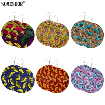 

SOMESOOR 6 Styles Mixed Packaging African Pattern Wooden Both Sides Printing Dangle Earrings For Women Gifts Hot Wholesale