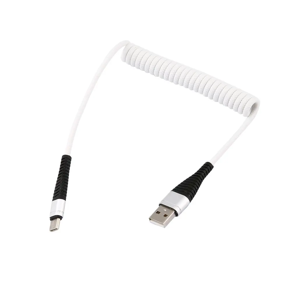 USB-C кабель типа C, растягивающийся спиральный пружинный кабель type-C, мужской удлинитель, кабель для синхронизации данных, зарядного устройства, зарядный кабель для samsung