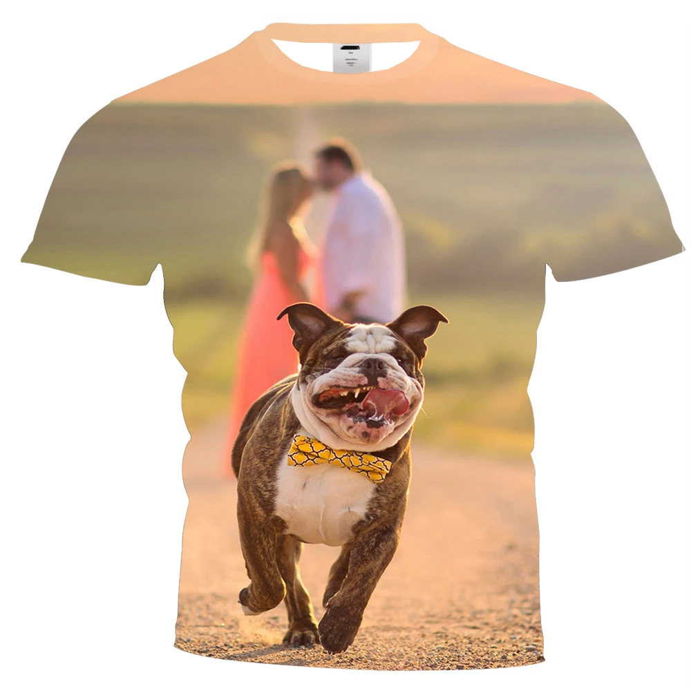 

UNEY Single Dog Funny T-Shirt Short Sleeve Humor Tops Tees 3D Pattern Tshirt Men/Woman Shirt Summer Round neck Tees Animal