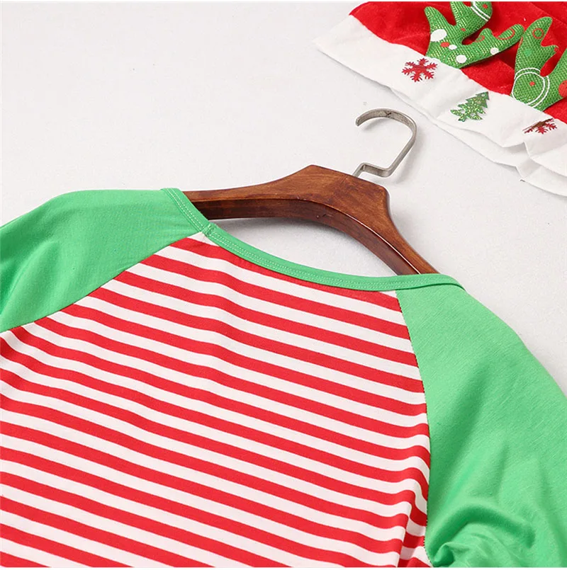 Christmas Family Matching Outfits Mother daughter dresses mommy and me clothes Striped Long Sleeve Dress Party Club Xmas Dress