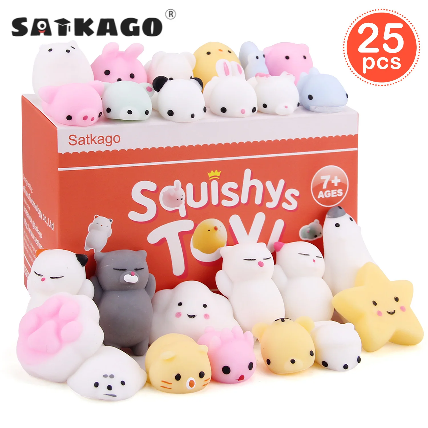 Satkago-juguetes para apretar suaves, 25 uds., Kawaii, juguete de dibujos de animales para niños y adultos, alivia la ansiedad y el estrés, decoración del hogar