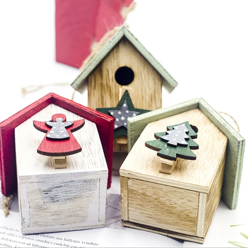 

Wood House Christmas Tree Hanging Ornament Decorations For New Year Festive Party Supplies Affordable Personality Fashion